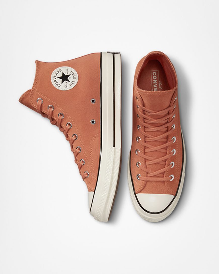 Tenisi Inalti Barbati Converse Chuck 70 Piele Intoarsa Portocalii Negrii | RO JWD0T263